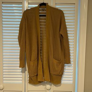 Aerie Mustard Yellow Open Knot Cardigan size M